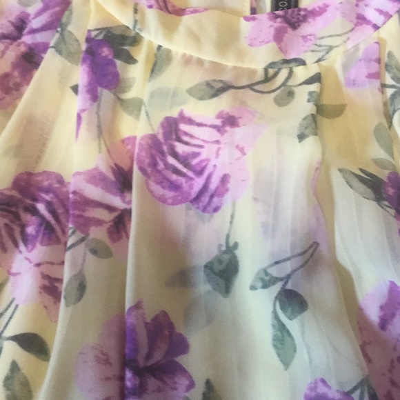 ❌DONATED❌Yellow Purple Floral High Neck Flowy Lined Dress - Picture 12 of 16